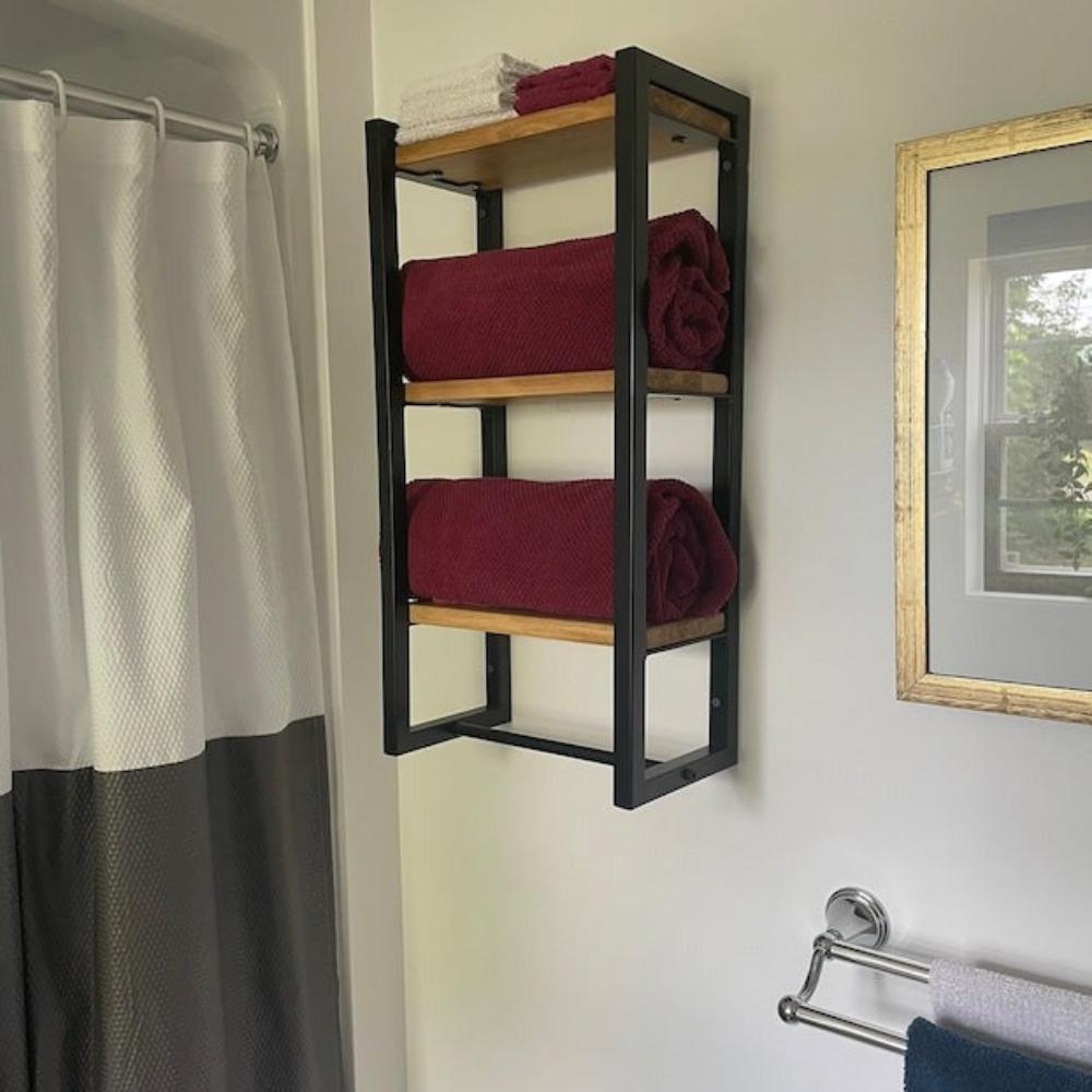 Sunapq 3-Tier Bathroom Shelf for Towels, Blankets, and Decor