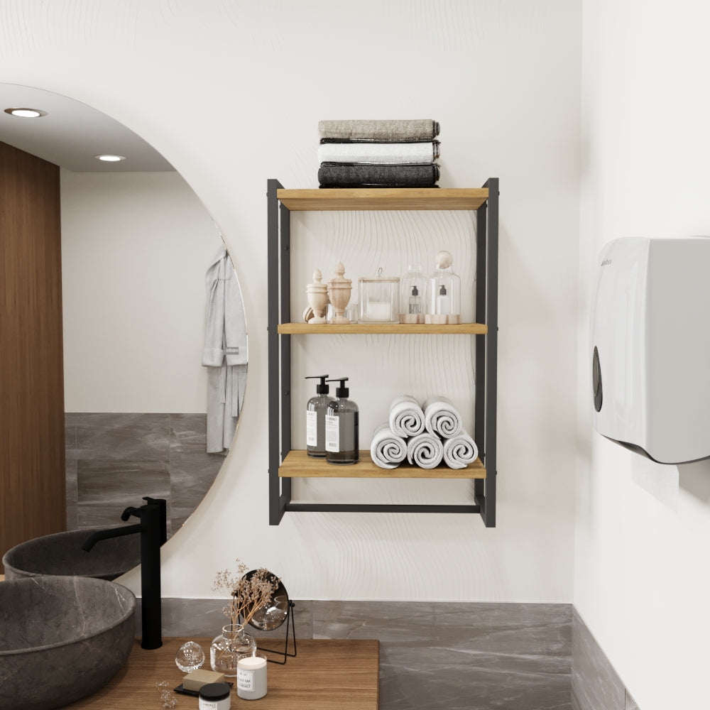 Sunapq 3-Tier Bathroom Shelf for Towels, Blankets, and Decor
