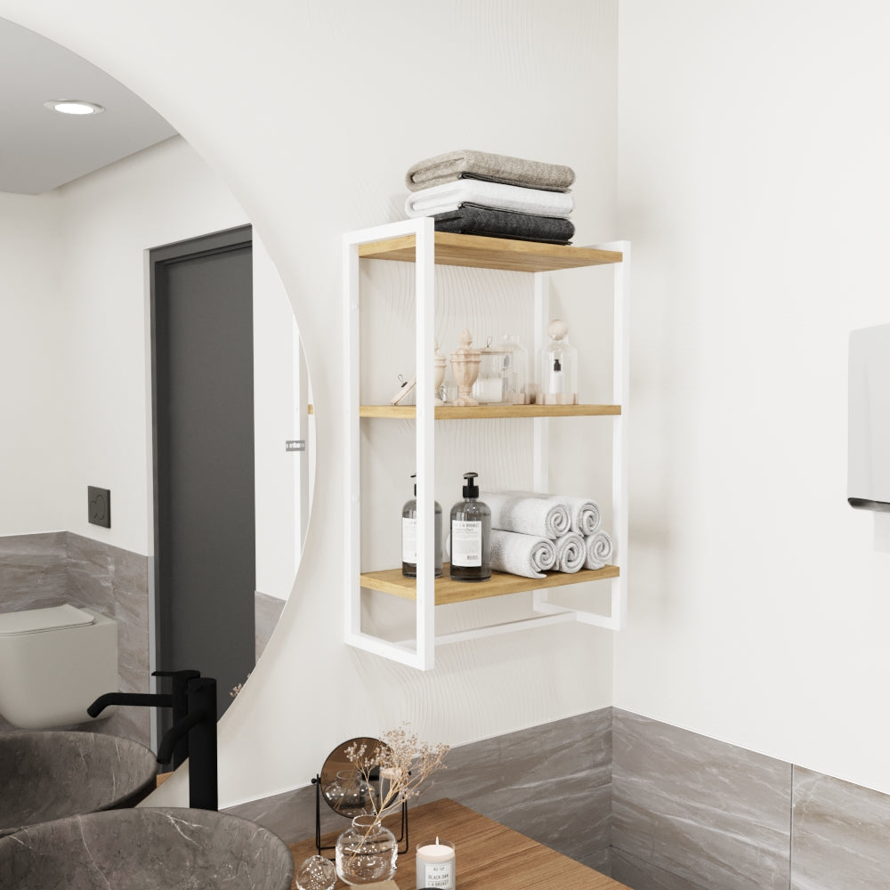 Sunapq 3-Tier Bathroom Shelf for Towels, Blankets, and Decor