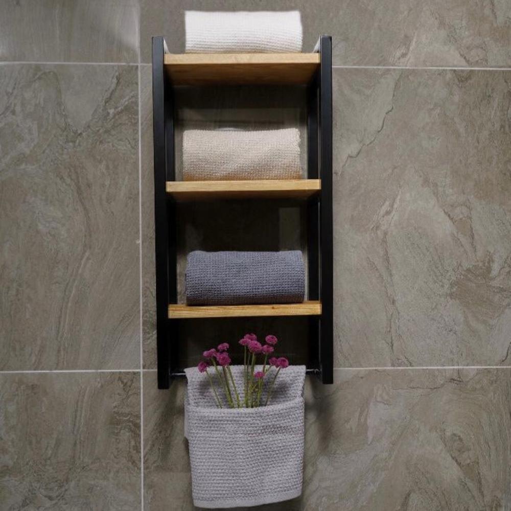 Sunapq 3-Tier Bathroom Shelf for Towels, Blankets, and Decor