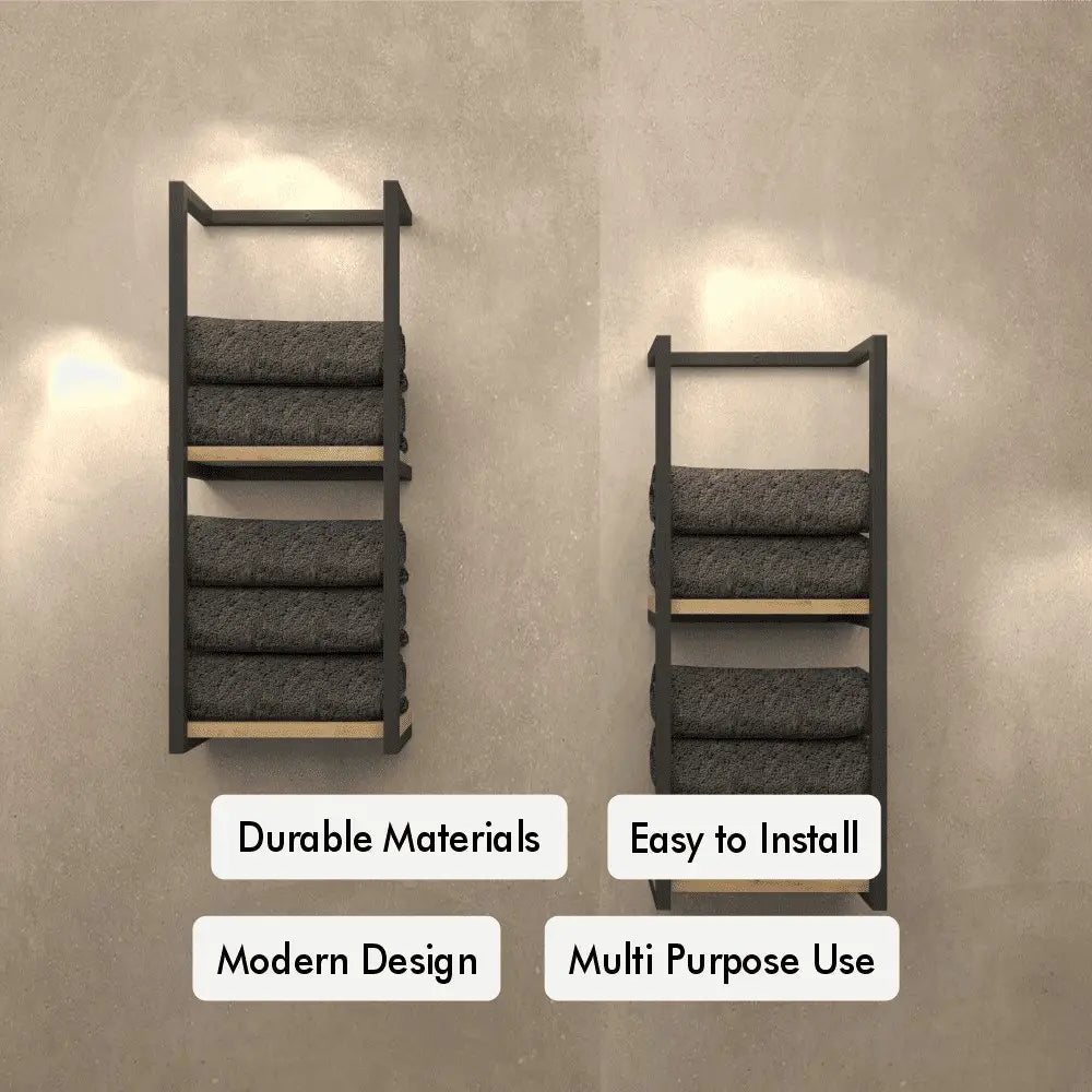 Sunapq 2-Tier Bathroom Shelf and Towel Storage Organizer