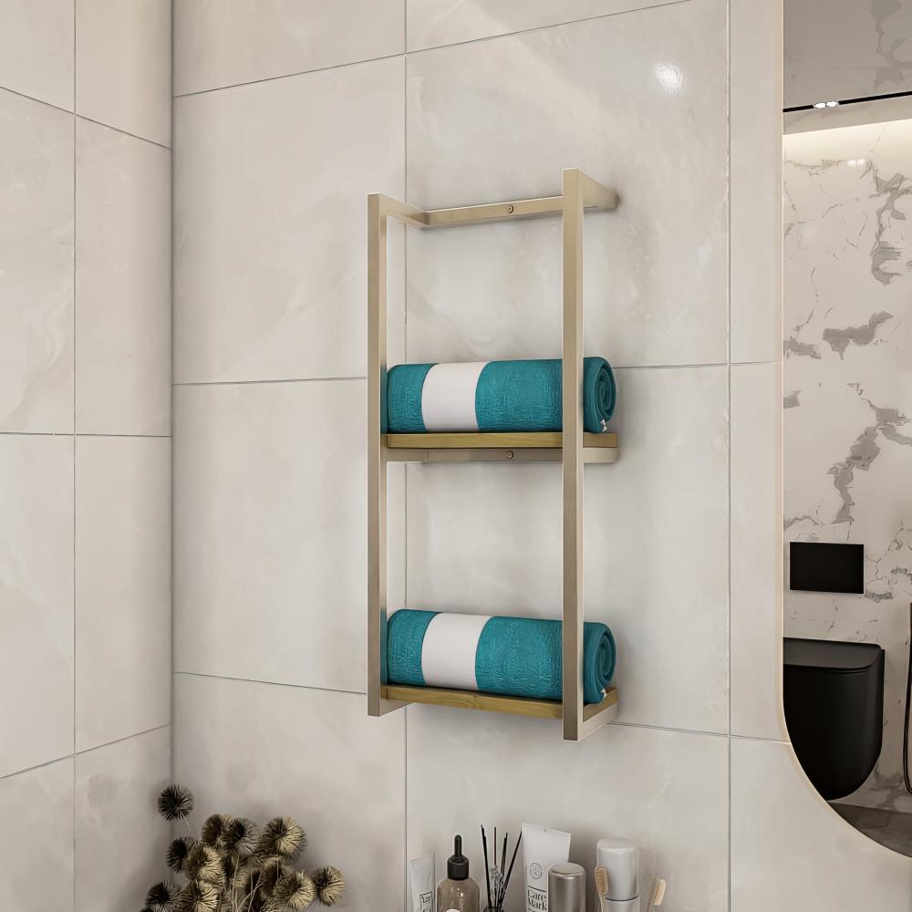 Sunapq 2-Tier Bathroom Shelf and Towel Storage Organizer