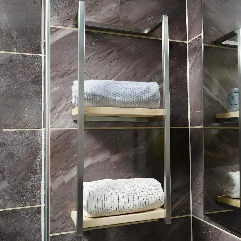 Sunapq 2-Tier Bathroom Shelf and Towel Storage Organizer