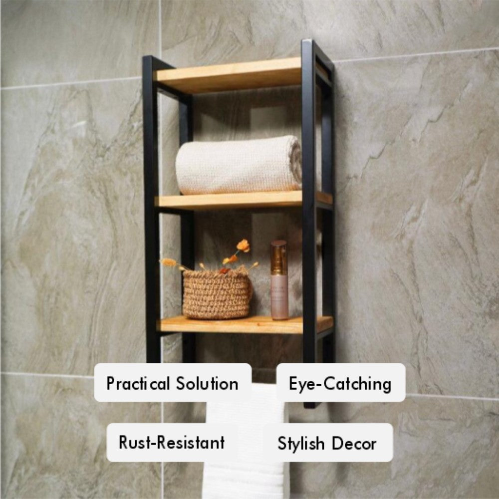 Sunapq 3-Tier Bathroom Shelf for Towels, Blankets, and Decor